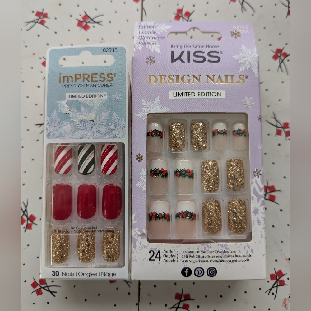 Christmas Design Nails Limited Edition Kiss Design Nails Impress Press On Mani